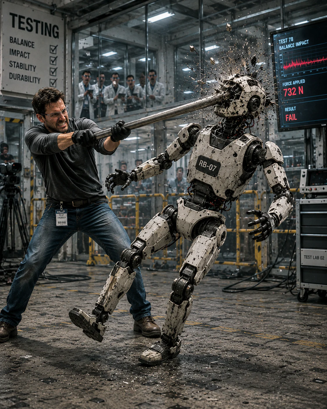 Robot facing violence